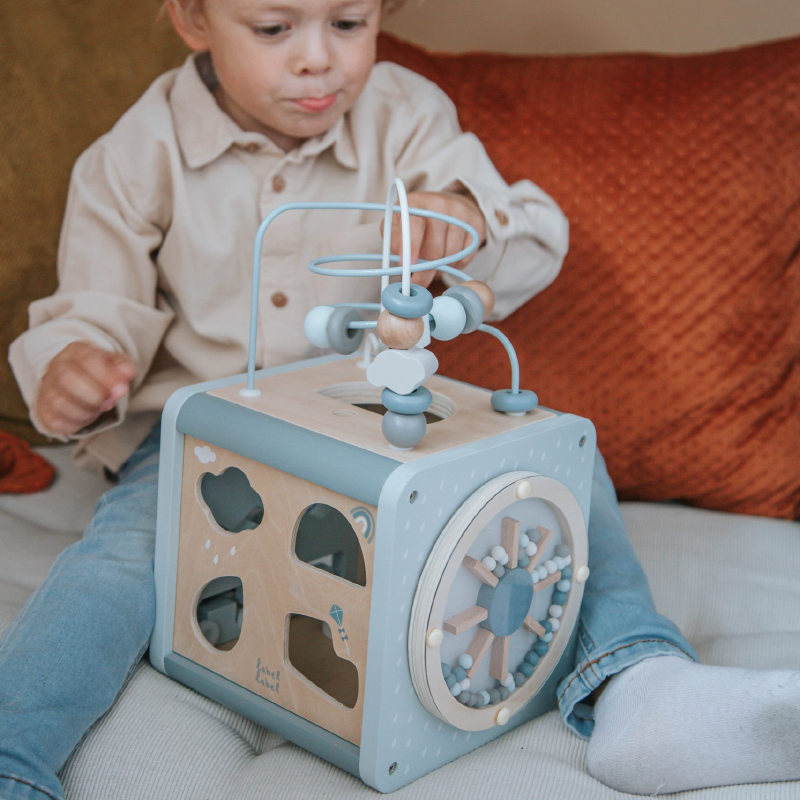 Label Label® Lesena aktivnostna kocka Blue Label Label