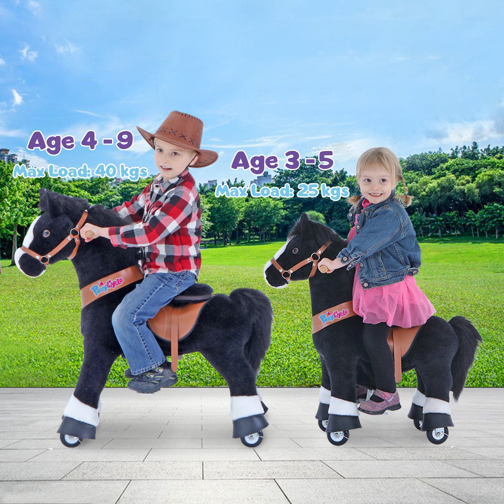 PonyCycle® Konjiček na kolesih - Black with White Hoof (3-5L) PonyCycle