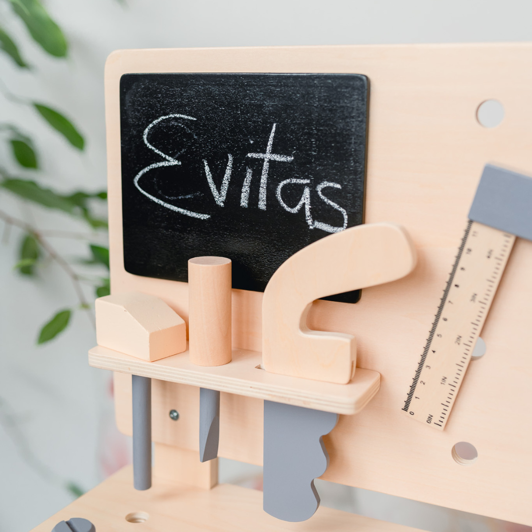 Evibell® Otroška lesena delovna miza z orodjem Nature Evibell