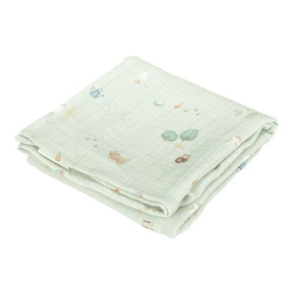 Little Dutch® Komplet 2 tetra pleničk Little Farm/Olive 70x70 Little Dutch
