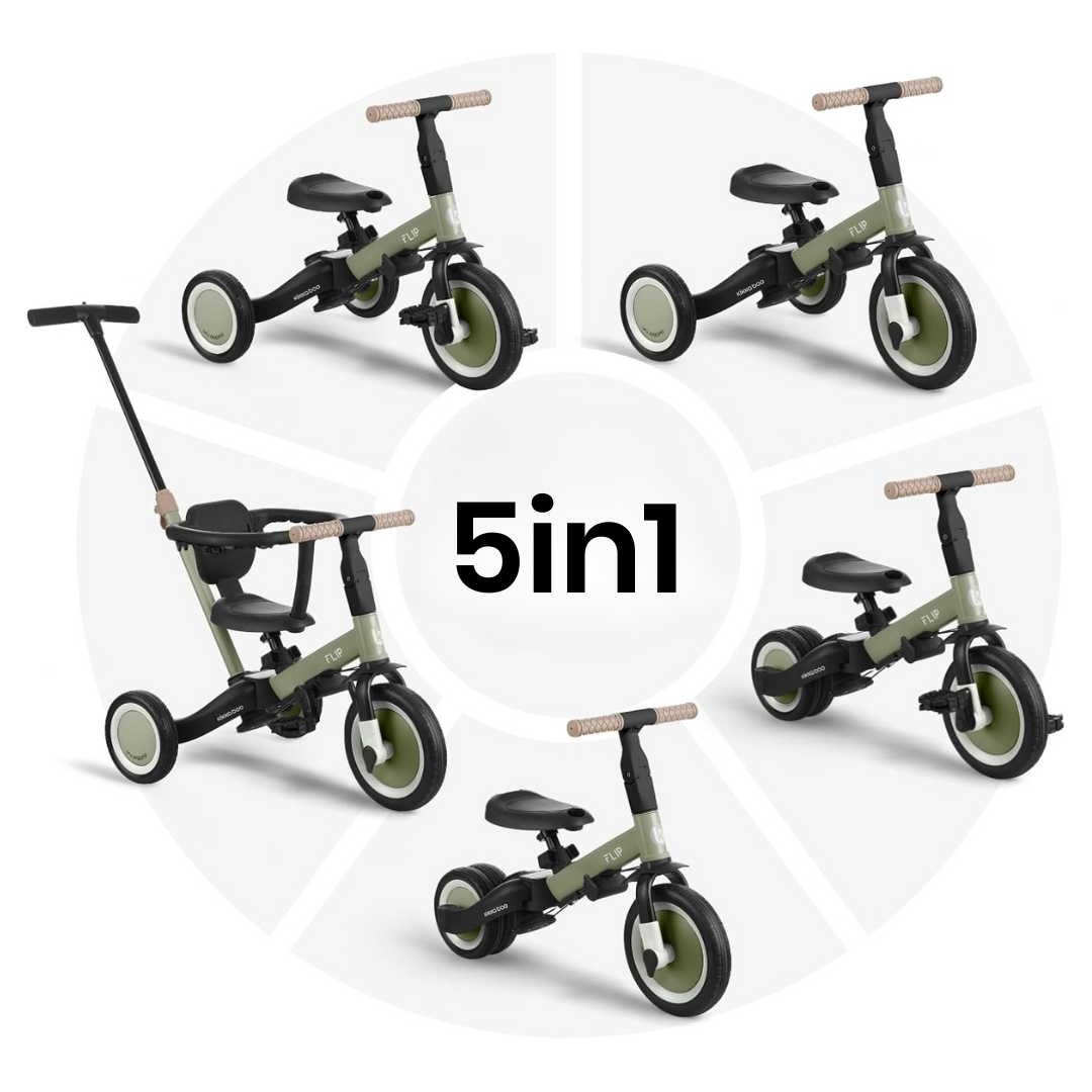 KikkaBoo® Otroški tricikel 5in1 Flip Army Green KikkaBoo