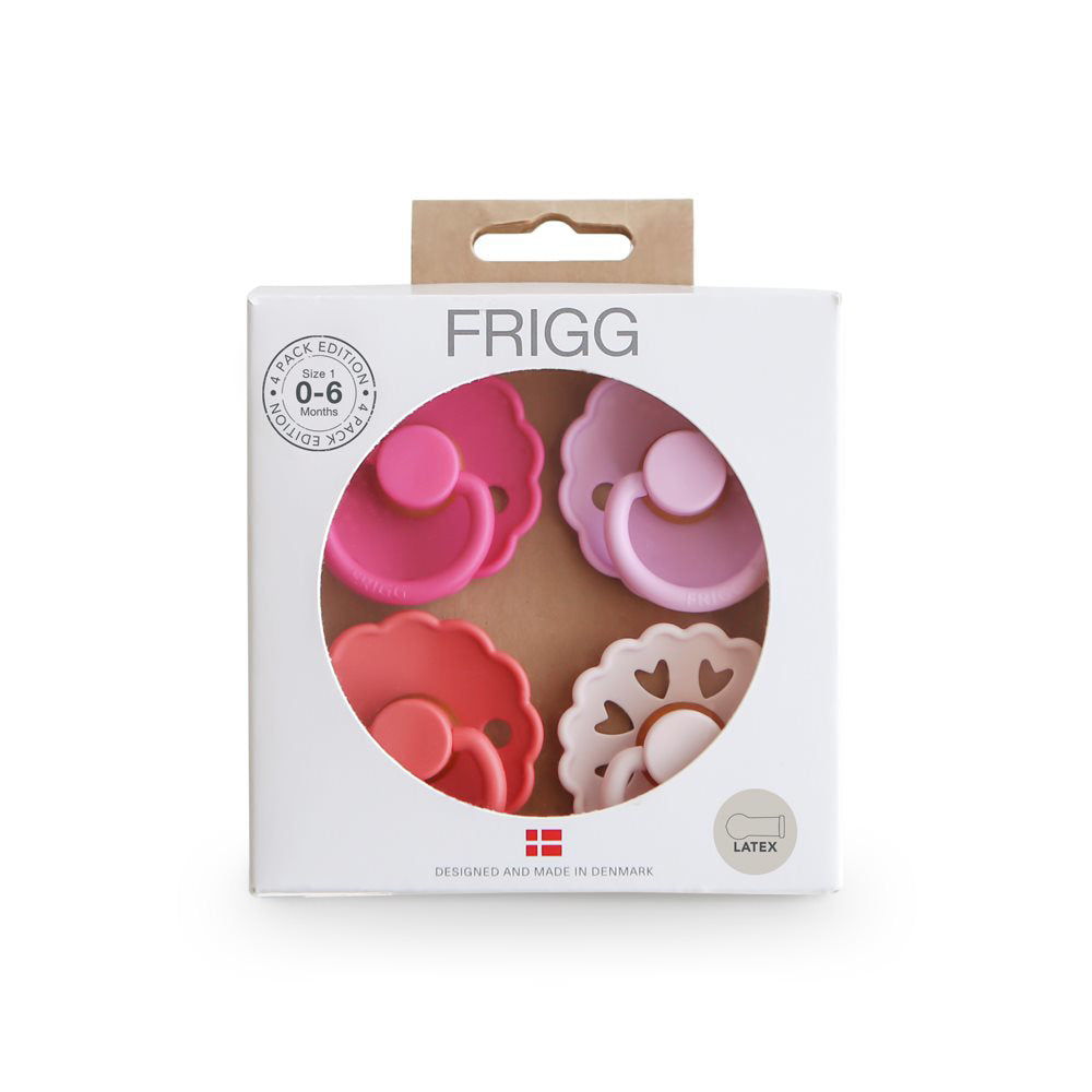 Frigg® Set 4 dudic iz kavčuka Rosy Romance (0-6m) FRIGG