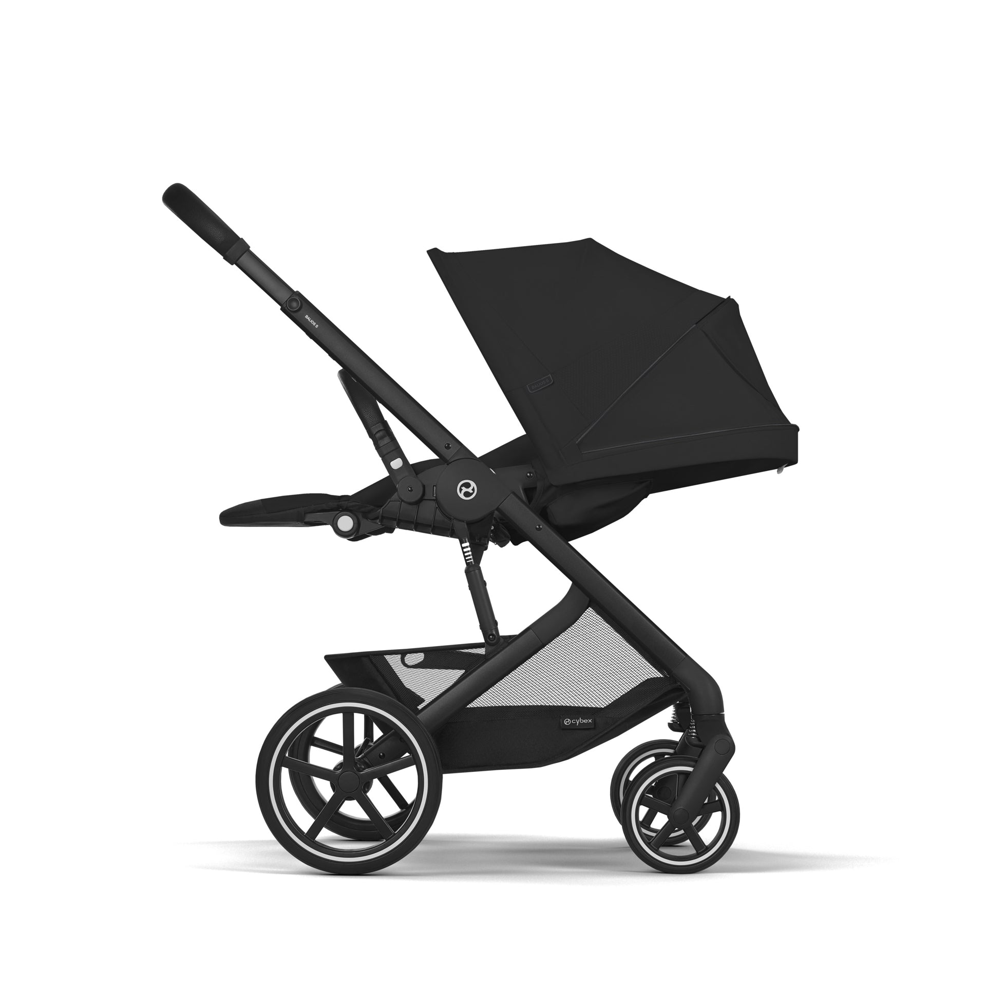 Cybex® Otroški voziček 4v1 Balios S Lux + Avtosedež Cloud G + IsoFix baza G Moon Black (+ Rain cover) Cybex