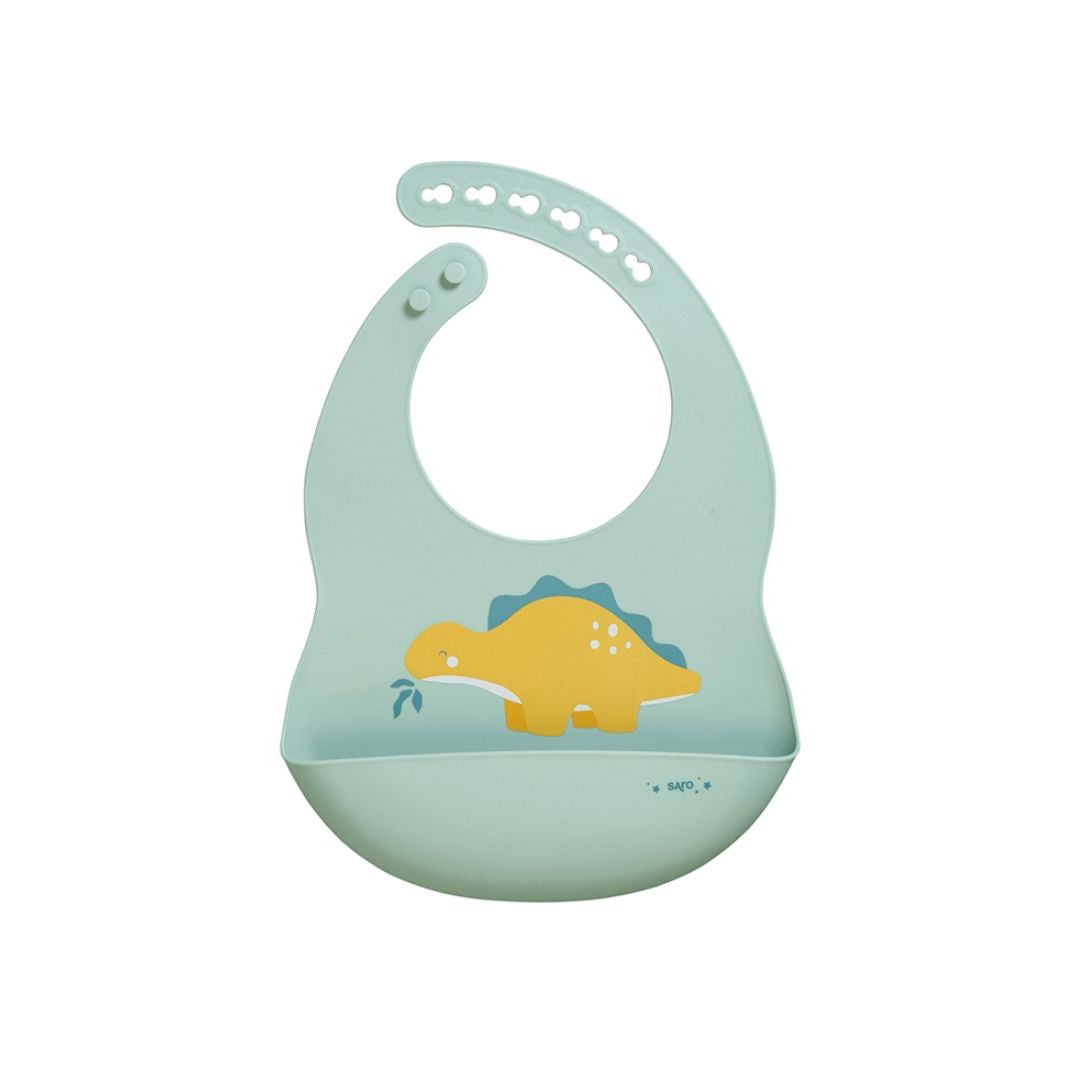 Saro Baby® Silikonski slinček Dinos Mint Saro Baby