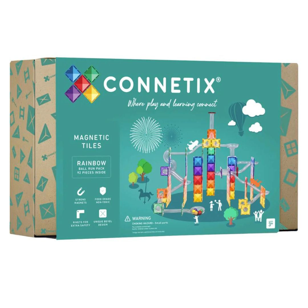 Connetix® Magnetne ploščice Rainbow Ball Run Pack 92-delni Connetix