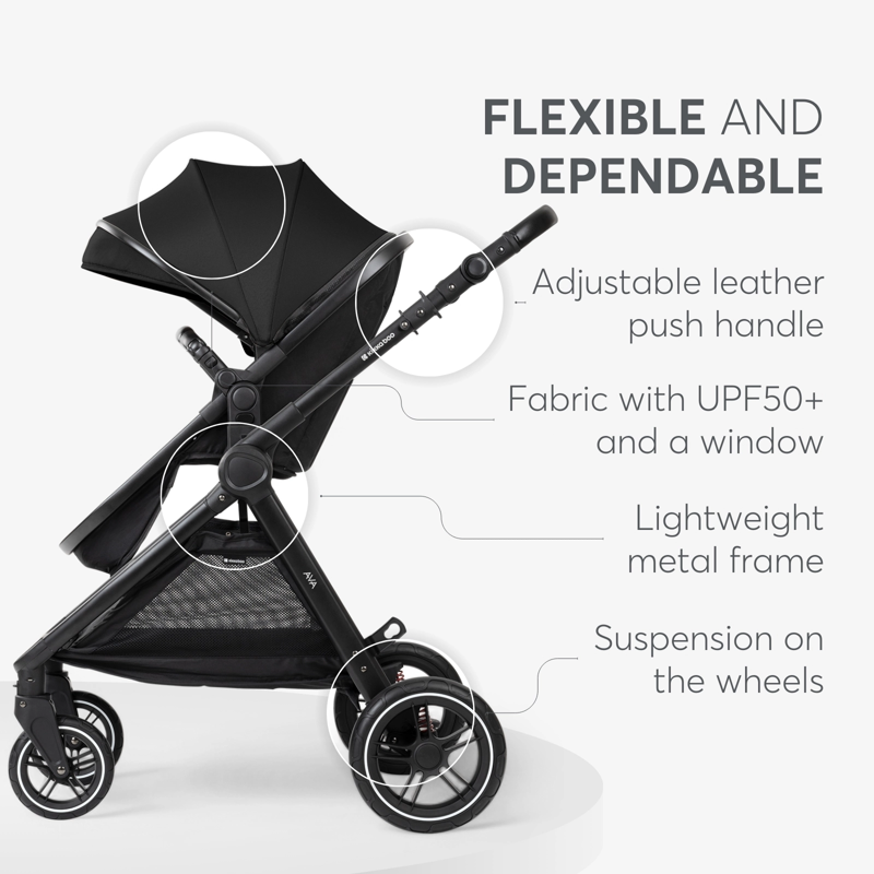 KikkaBoo® Otroški voziček s košaro 3v1 Ava Black KikkaBoo