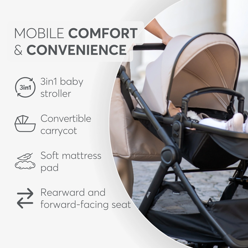 KikkaBoo® Otroški voziček s košaro 3v1 Ava Black KikkaBoo