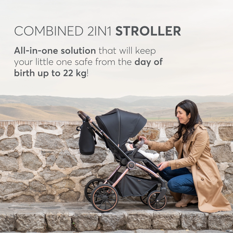 KikkaBoo® Otroški voziček s košaro 2v1 Kara Black KikkaBoo