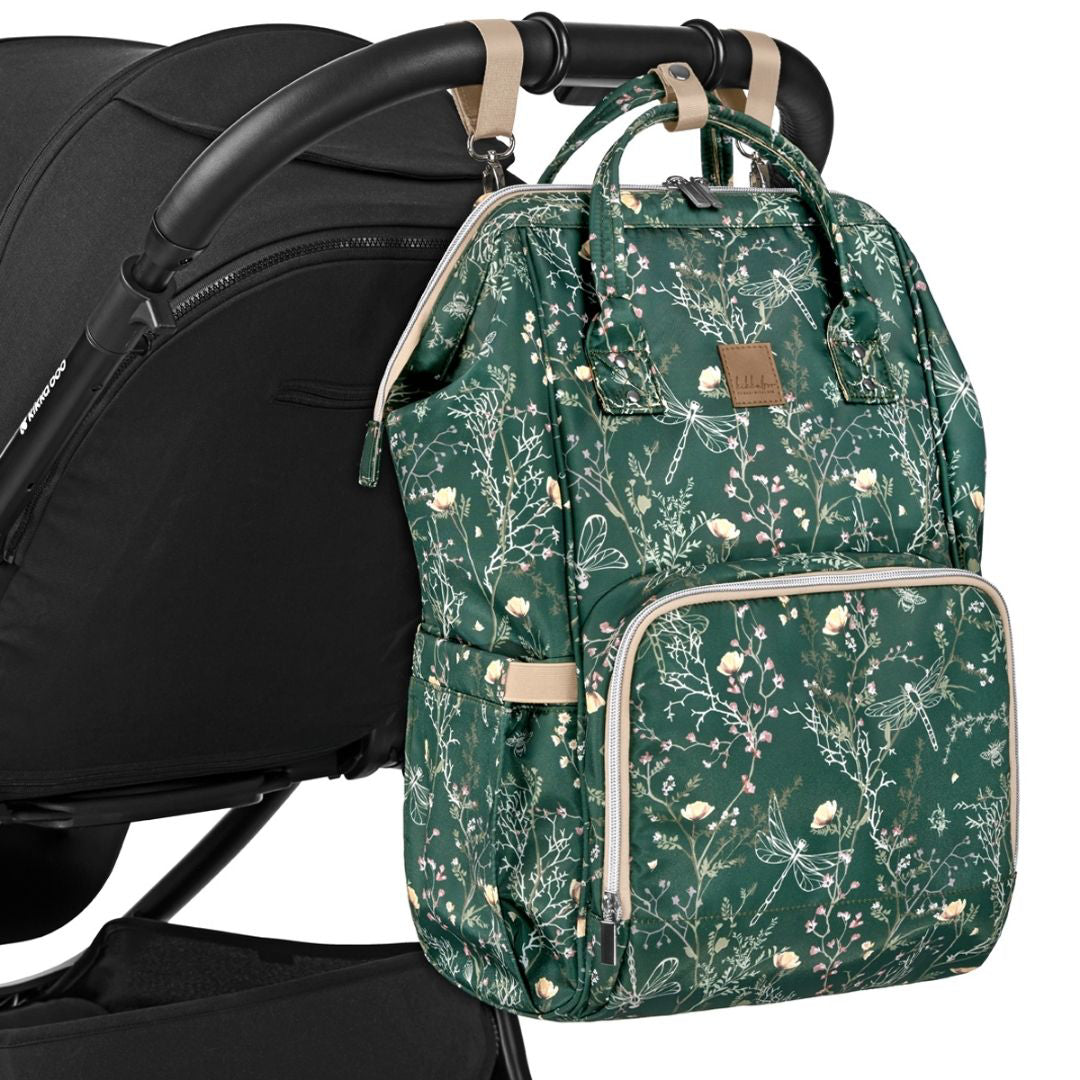 KikkaBoo® Previjalni nahrbtnik Siena Luxe Secret Garden Deep Green KikkaBoo