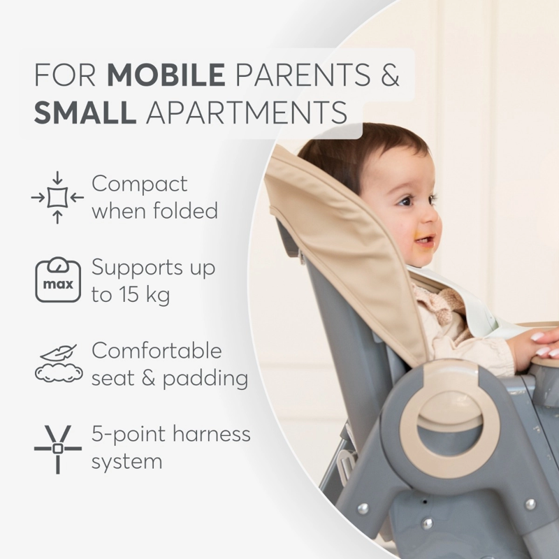 KikkaBoo® Otroški stol za hranjenje Comfy+ Beige KikkaBoo