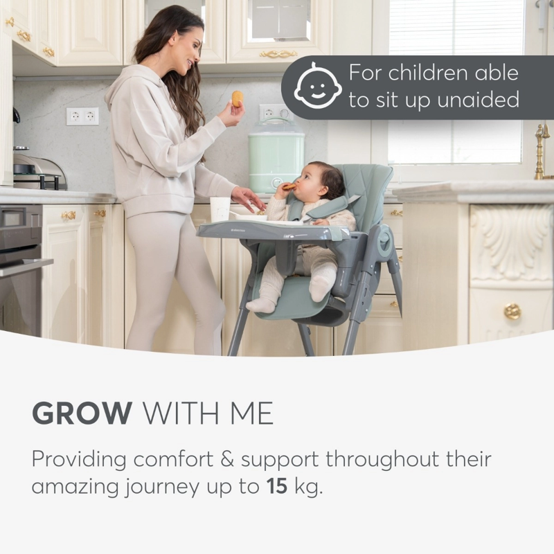 KikkaBoo® Otroški stol za hranjenje Comfy+ Grey KikkaBoo