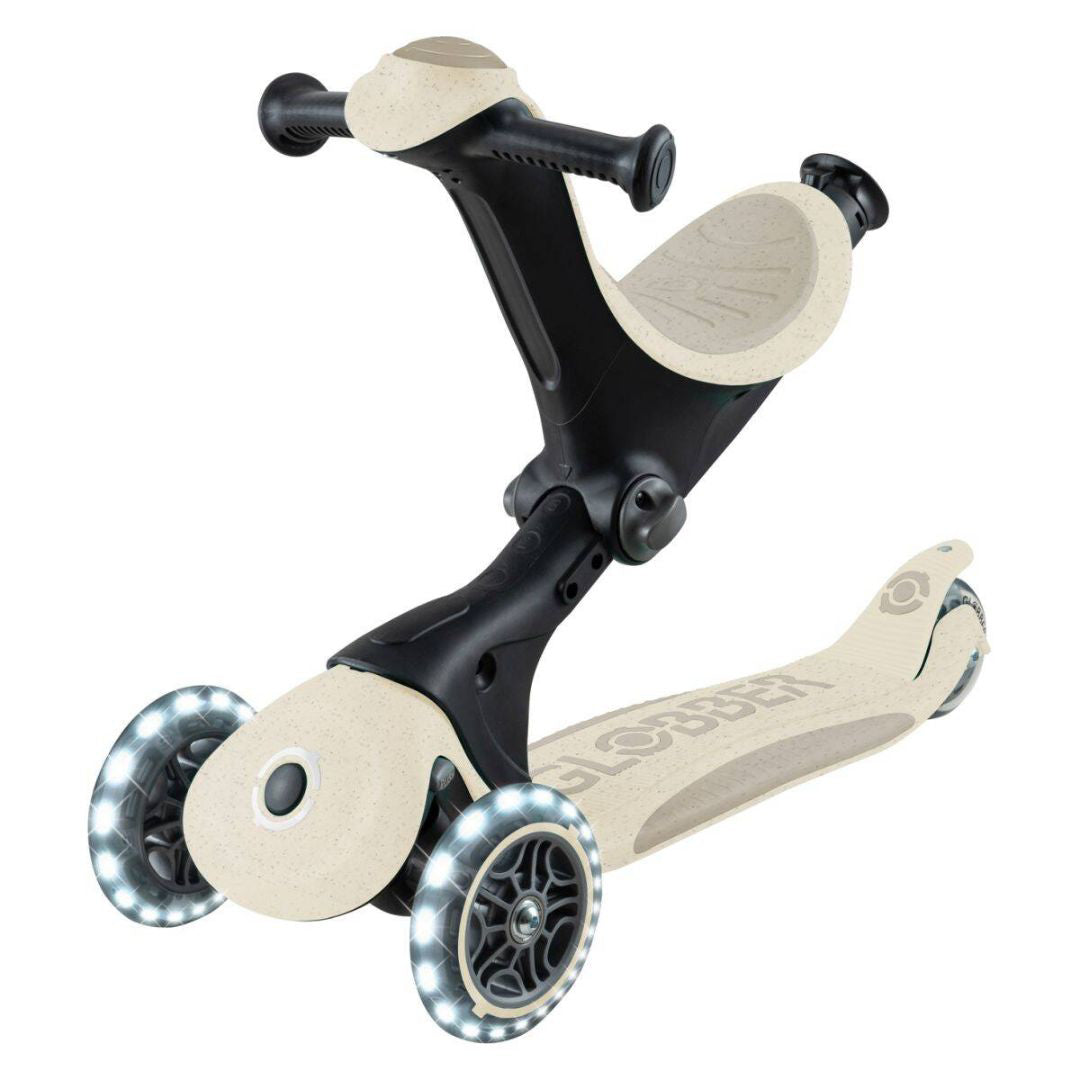 Globber® Zložljivi otroški skiro GO UP deluxe 360° s svetlečimi kolesi Taupe Globber