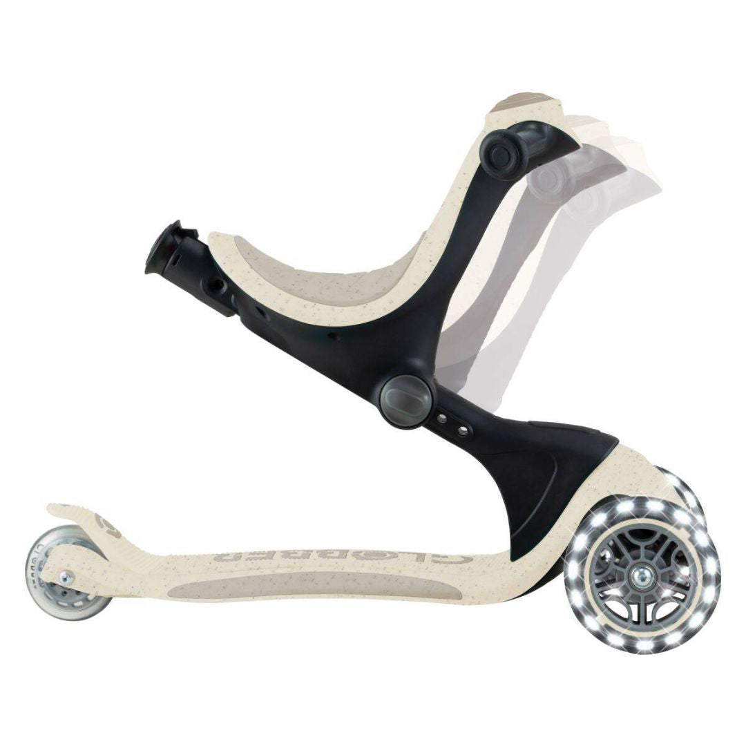 Globber® Zložljivi otroški skiro GO UP deluxe 360° s svetlečimi kolesi Taupe Globber