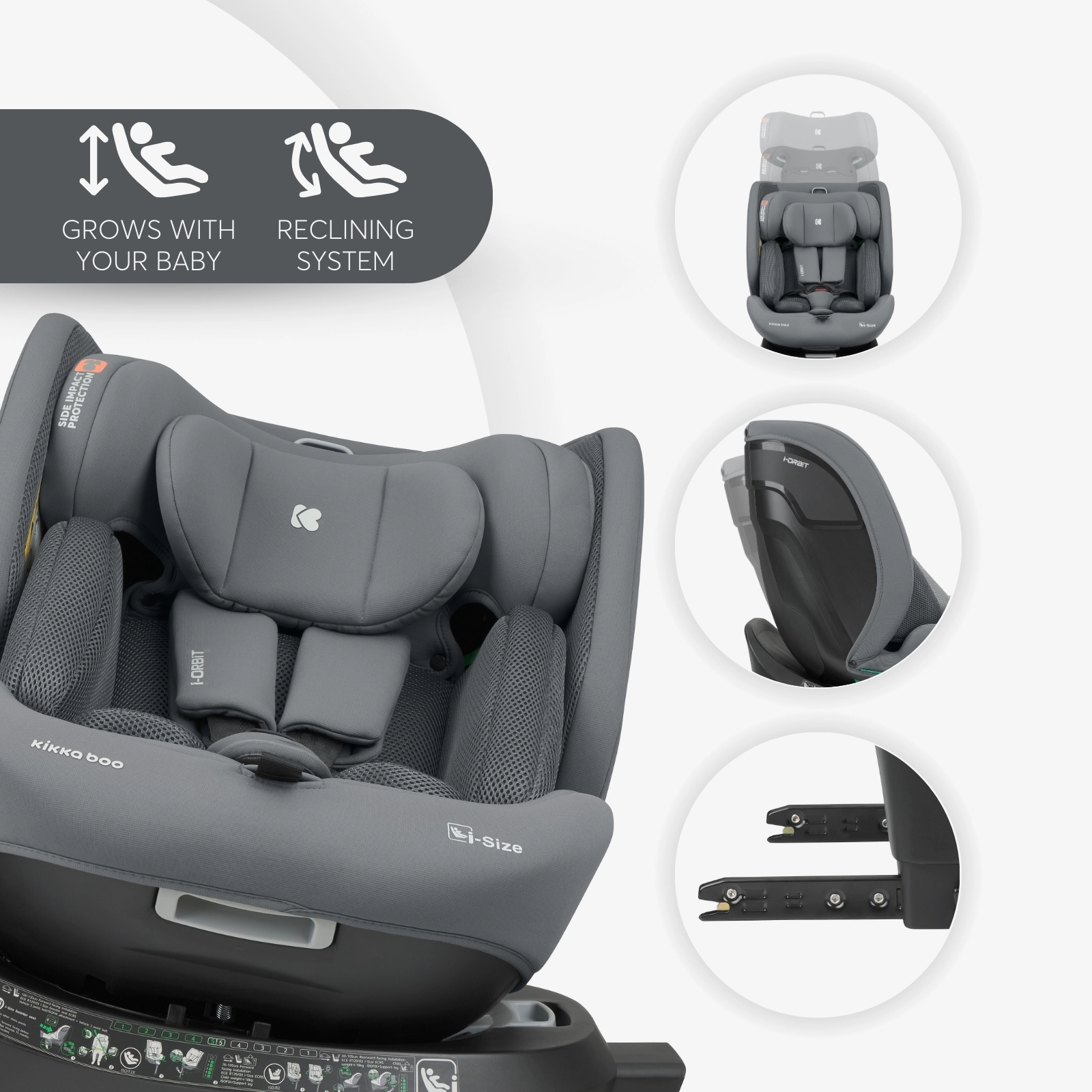 KikkaBoo® Otroški avtosedež 360° i-Orbit i-SIZE (40-150 cm) Black 2025 KikkaBoo