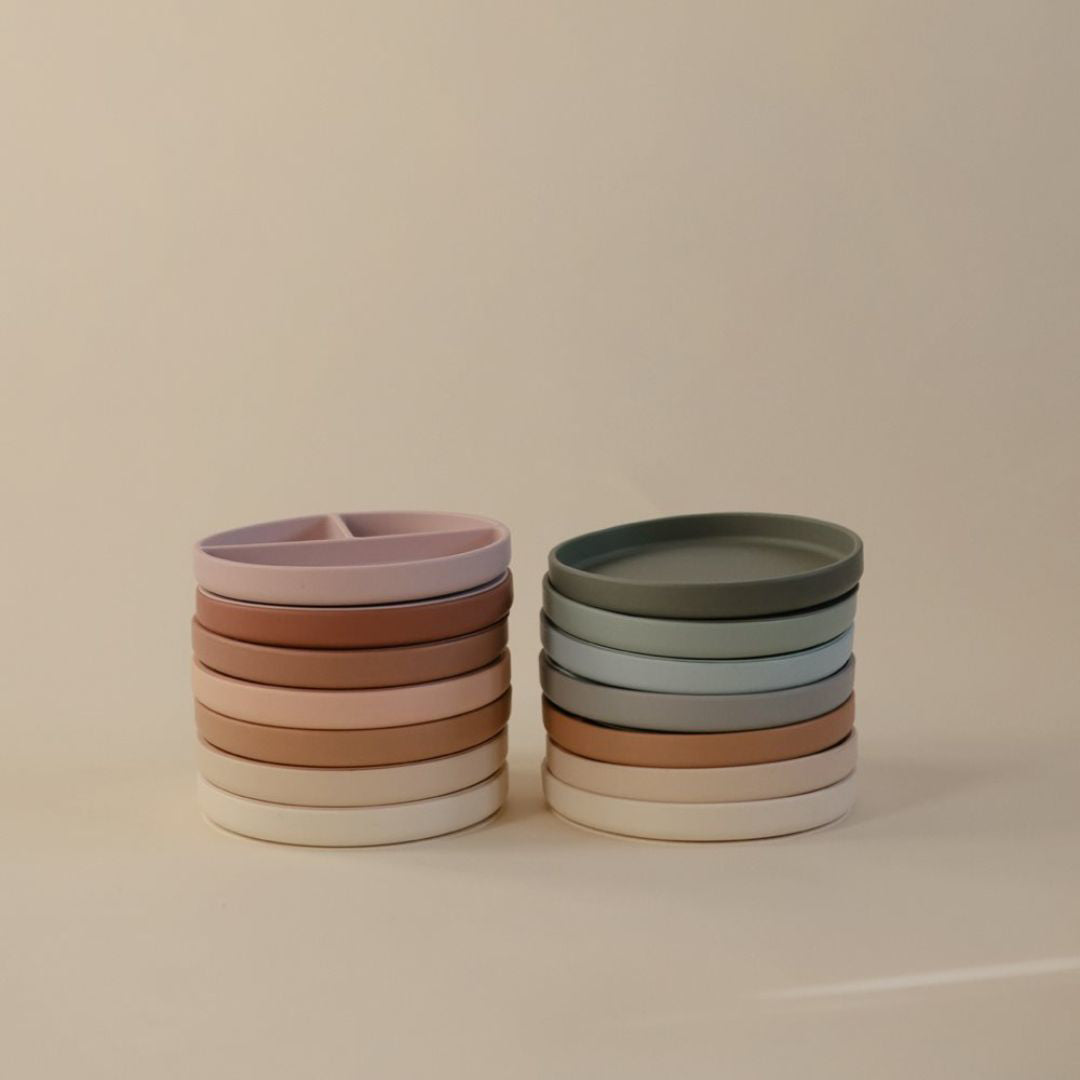 Mushie® Silikonski deljeni krožnik z vakumskim dnom Shifting Sand Mushie