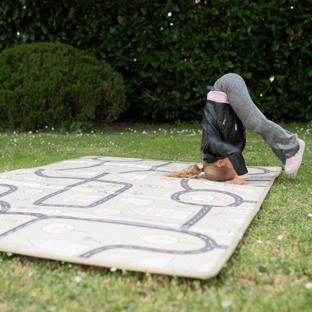 Evibell® Zložljiva igralna podloga 150x190 Dots/City Grey Evibell