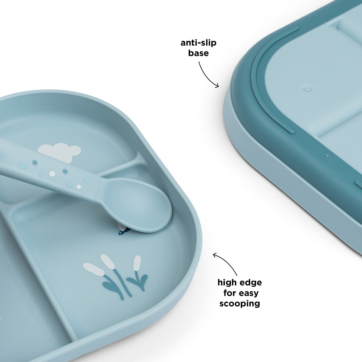 Done by Deer® Otroški deljeni krožnik Foodie Elphee Blue Done by Deer