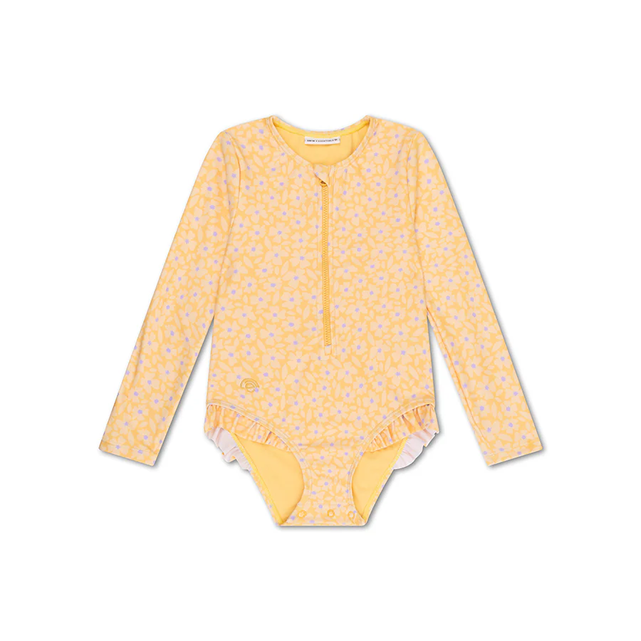 Swim Essentials® Otroške enodelne kopalke Yellow Flowers 74 80 Swim Essentials