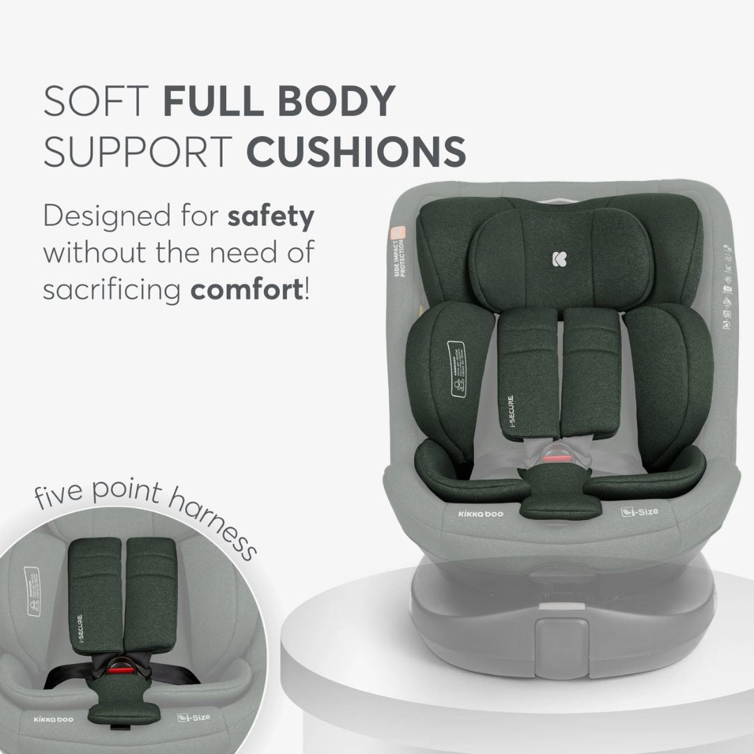 KikkaBoo® Otroški avtosedež 360 i-Secure i-SIZE (40-150 cm) Army Green KikkaBoo