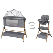 KikkaBoo® Obposteljna posteljica in stolček za hranjenje 2v1 Sleat Me Grey KikkaBoo
