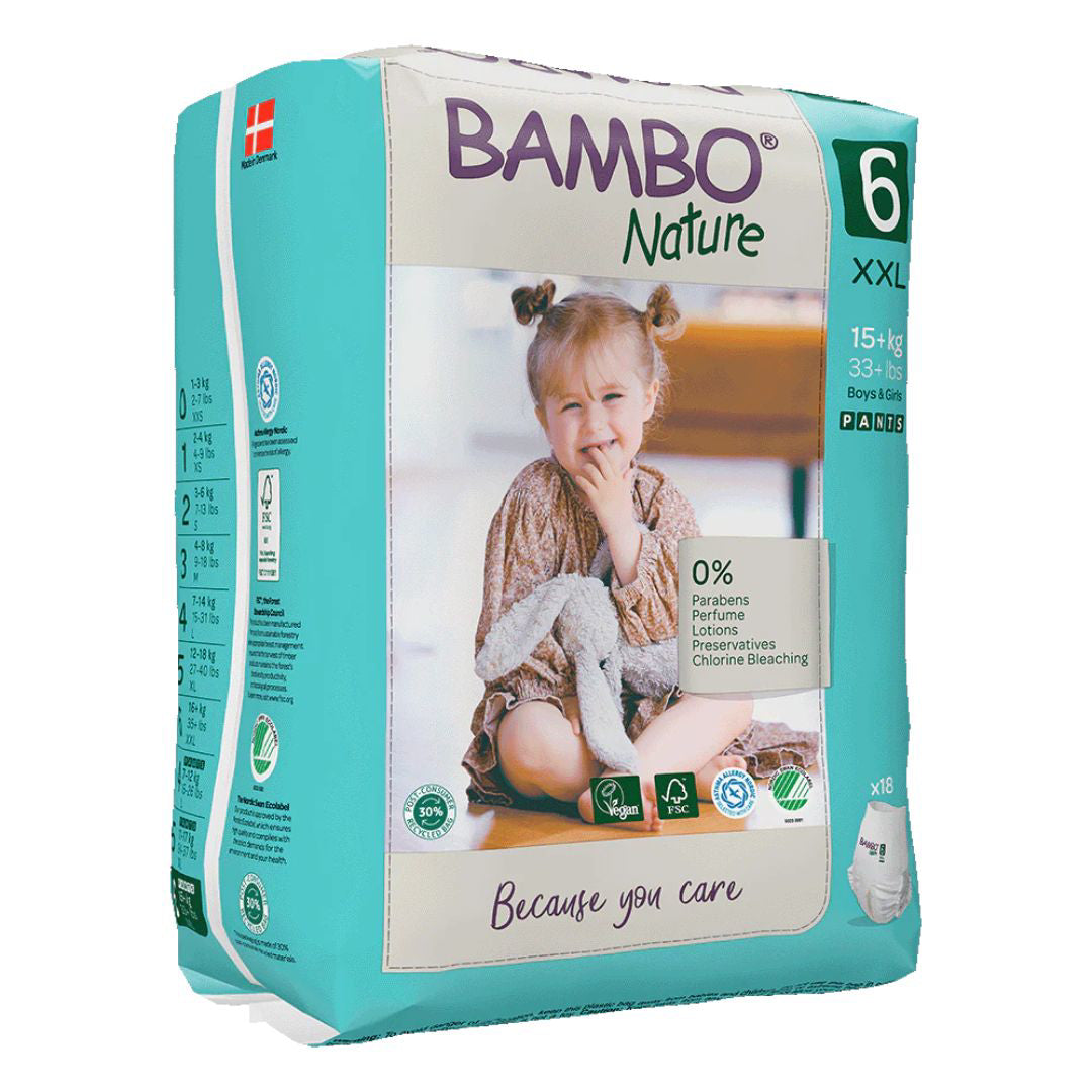 Bambo Nature® Hlačne plenice XXL Velikost 6 (15+ kg) 18 kos Bambo Nature