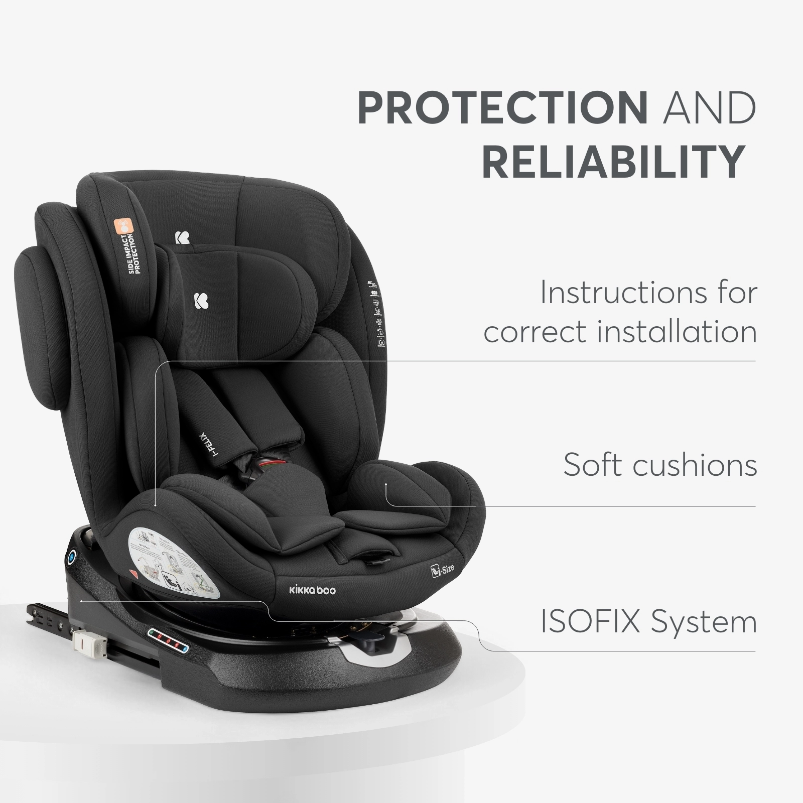 KikkaBoo® Otroški avtosedež 360° i-Felix i-SIZE (40-150 cm) Black KikkaBoo