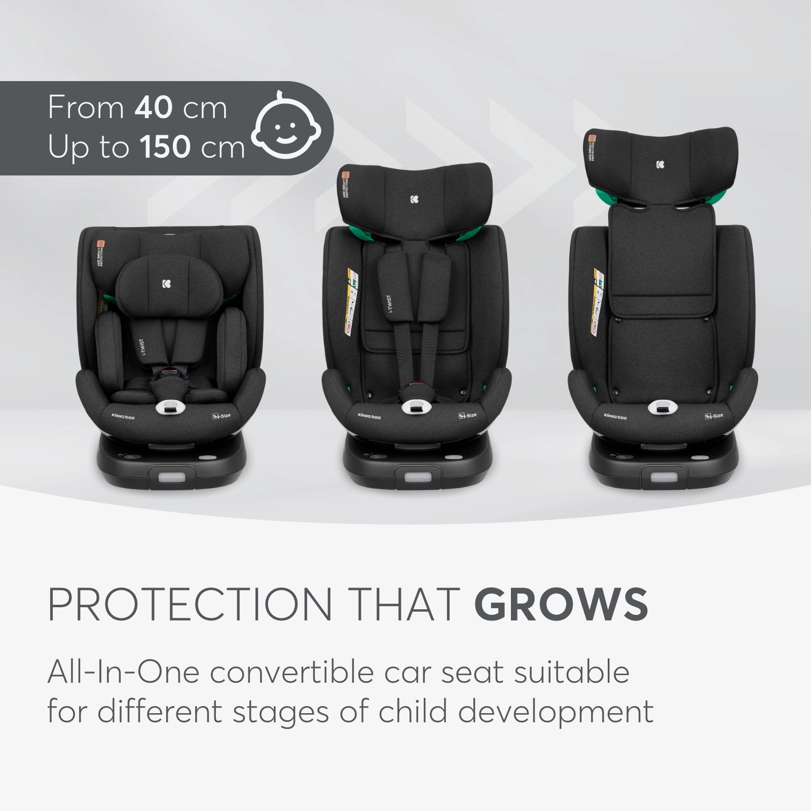 KikkaBoo® Otroški avtosedež 360° i-Twist i-SIZE (40-150 cm) Black KikkaBoo