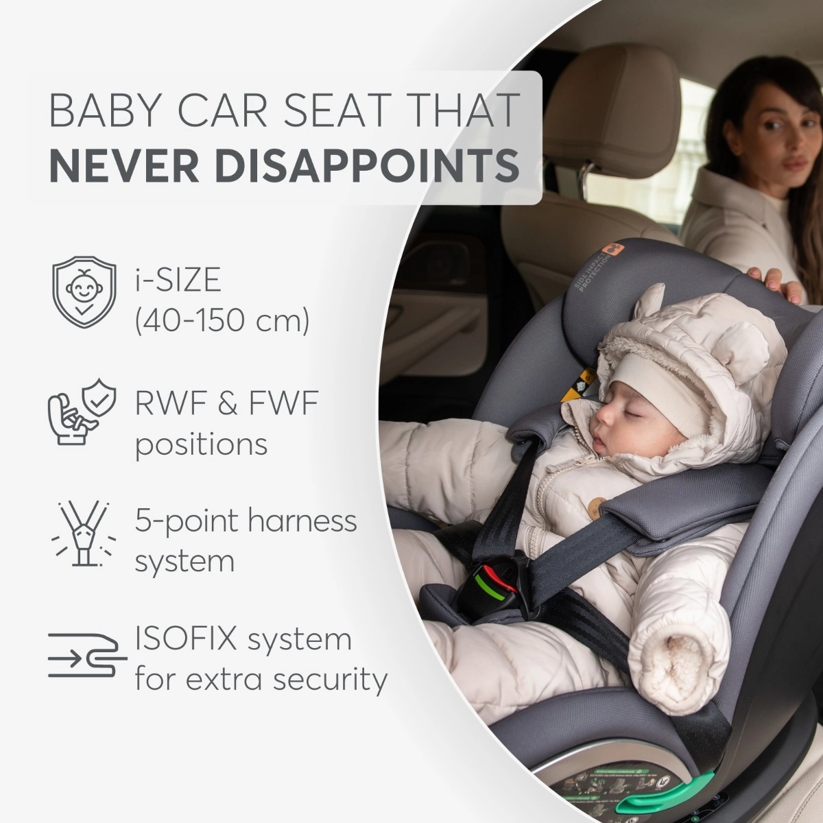 KikkaBoo® Otroški avtosedež 360° i-Drive i-SIZE (40-150 cm) Dark Grey KikkaBoo