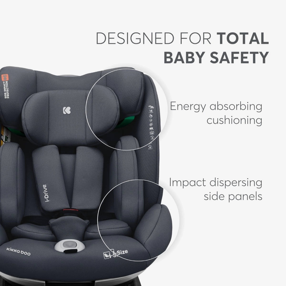 KikkaBoo® Otroški avtosedež 360° i-Drive i-SIZE (40-150 cm) Light Grey KikkaBoo