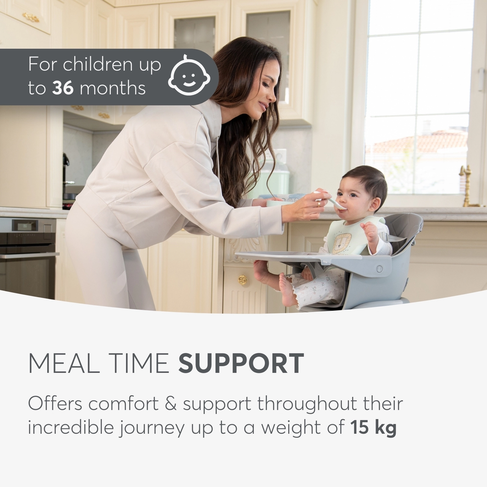 KikkaBoo® Otroški stol za hranjenje 2v1 Woody Pink KikkaBoo