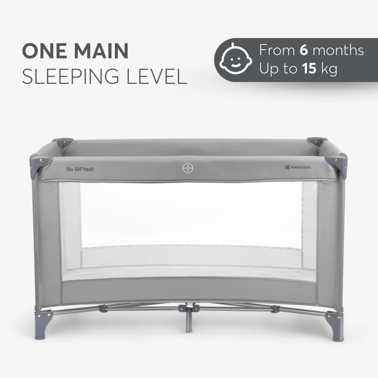 KikkaBoo® Prenosna posteljica 1 level 125x65 So Gifted Grey KikkaBoo
