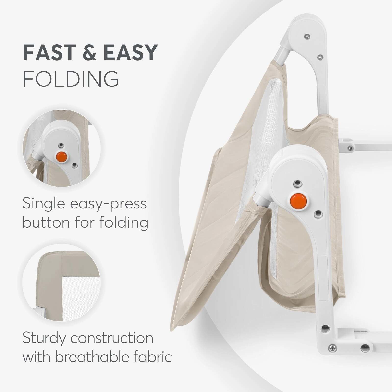 KikkaBoo® Posteljno varovalo I am Safe 102cm Beige KikkaBoo