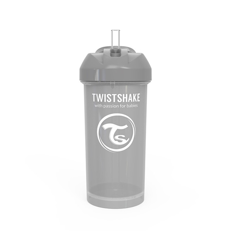 Twistshake® Borraccia con cannuccia 360ml (12+ m) - Grigio Pastello