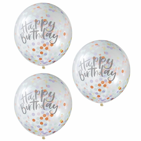 Palloncini con coriandoli Happy Birthday