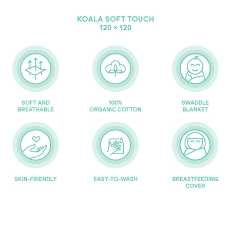 Koala Babycare® Mussole Soft Touch 120x120 Pink 2 pezzi